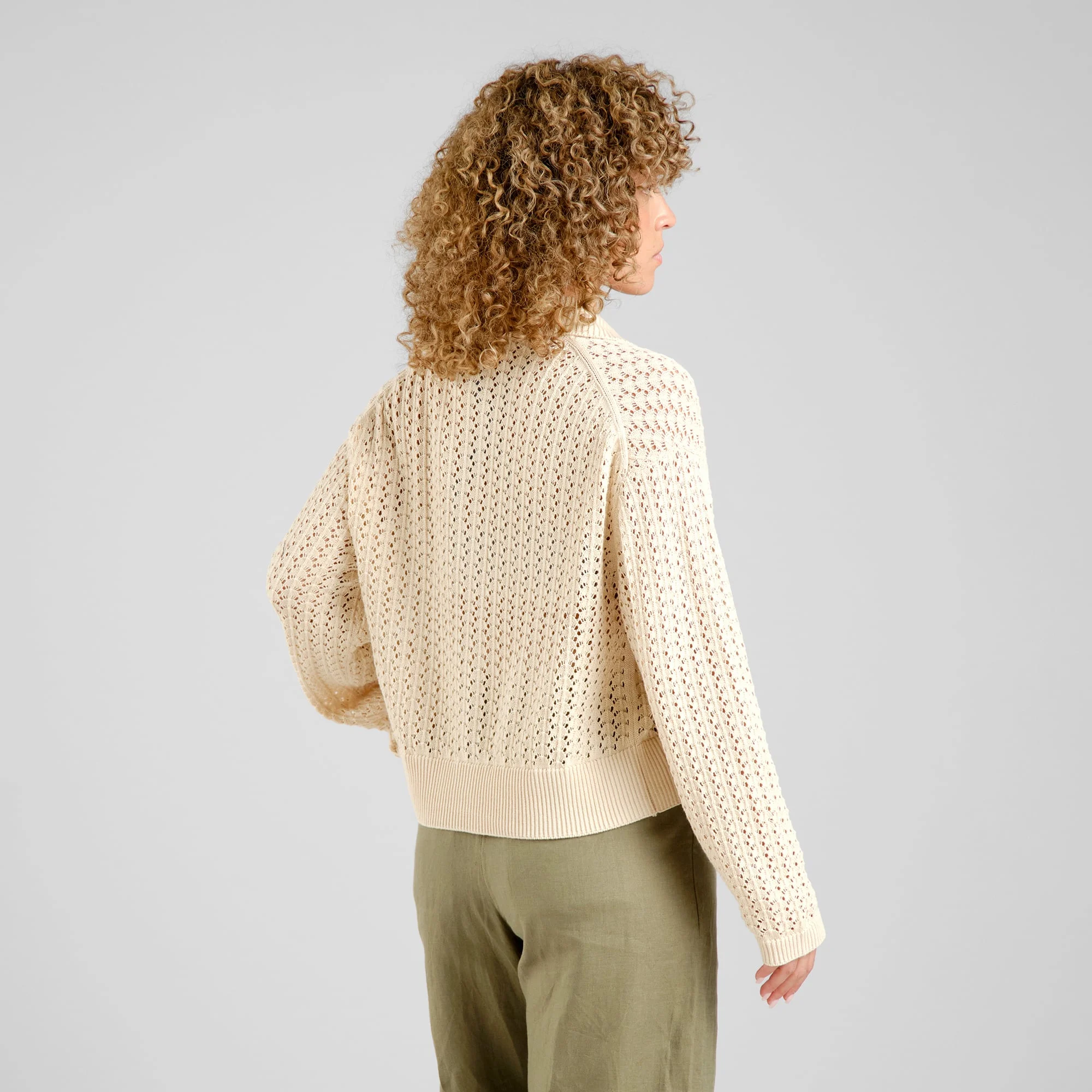 Dedicated Dedicated Knitted Cardigan Rosendal Crochet Vanilla White