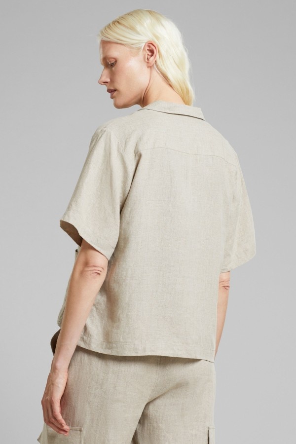 Dedicated Dedicated Shirt Valje Linen Emb Ecru