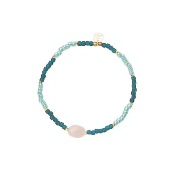 A Beautiful Story Haze Rose Quartz Armband Goud