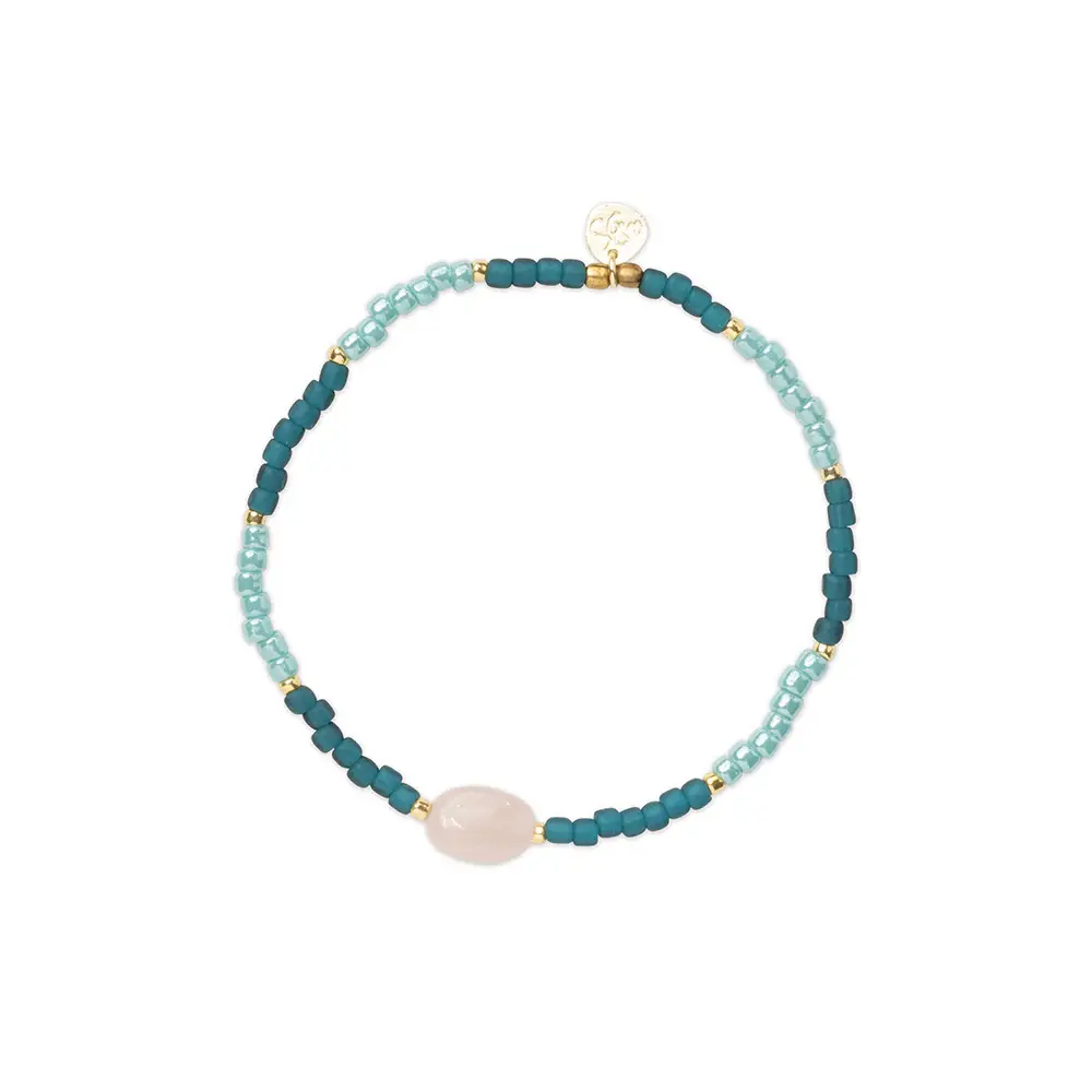 A Beautiful Story A Beautiful Story Haze Rose Quartz Armband Goud