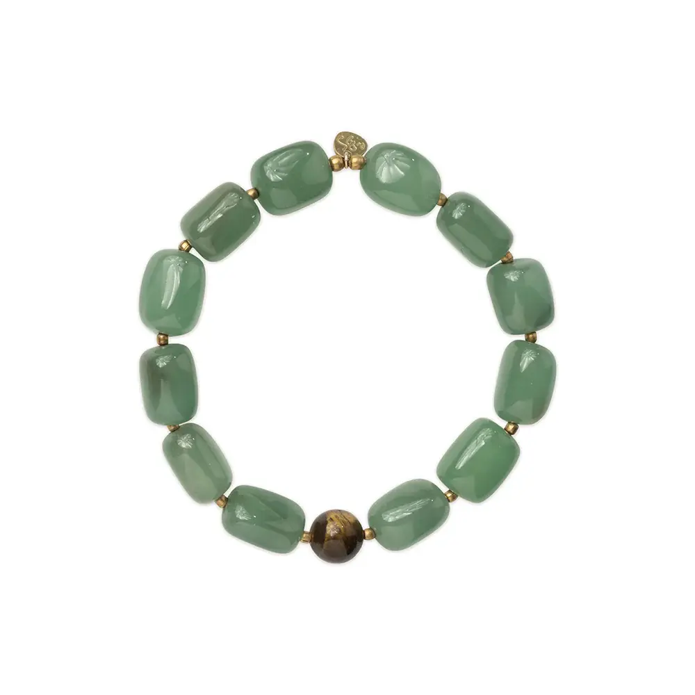 A Beautiful Story A Beautiful Story Wander Aventurine Tiger Eye Armband Goud