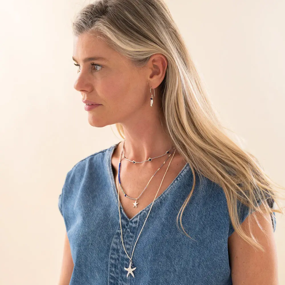 A Beautiful Story A Beautiful Story Paradise Lapis Lazuli Ketting Zilver