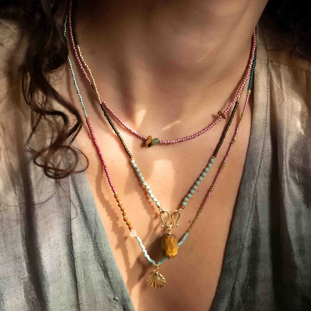 A Beautiful Story A Beautiful Story Evolving Tiger Eye Aventurine Ketting Goud