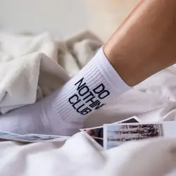 On Vacation Do Nothing Club Socks White