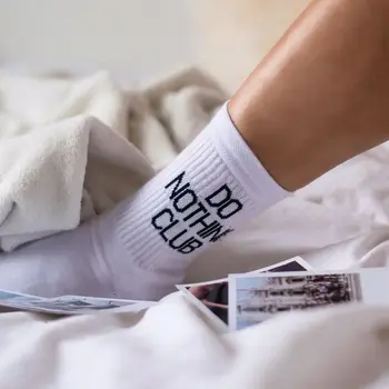 On Vacation Do Nothing Club Socks White