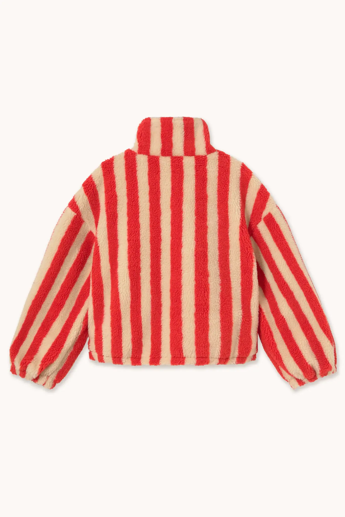 Tiny Big Sister Tiny Big Sister Wide Stripes Sherpa Jacket Vanilla - Dark Red