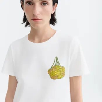 Thinking Mu Embroidered Limes Ida T-shirt White