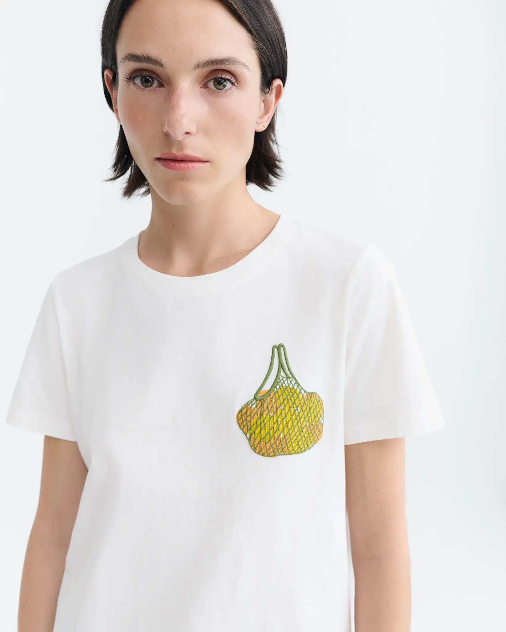 Thinking Mu Thinking Mu Embroidered Limes Ida T-shirt White