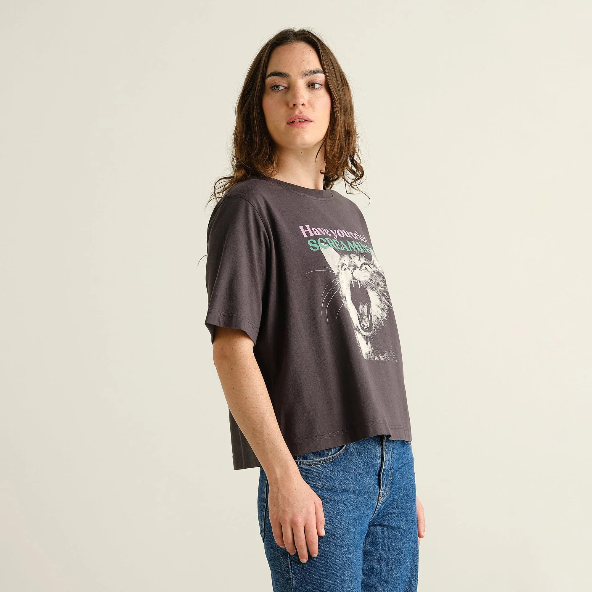 Dedicated Dedicated T-shirt Vadstena Screaming Cat Charcoal