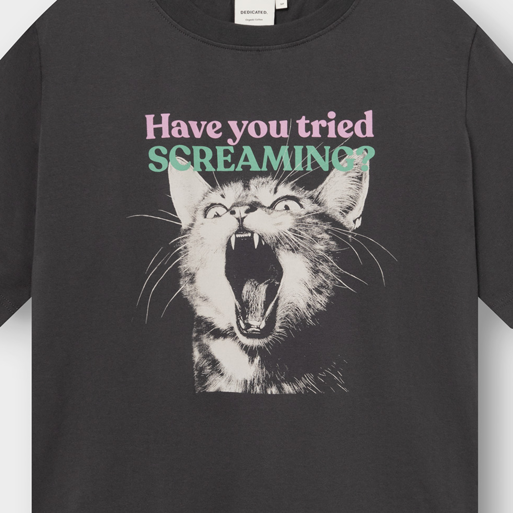Dedicated Dedicated T-shirt Vadstena Screaming Cat Charcoal