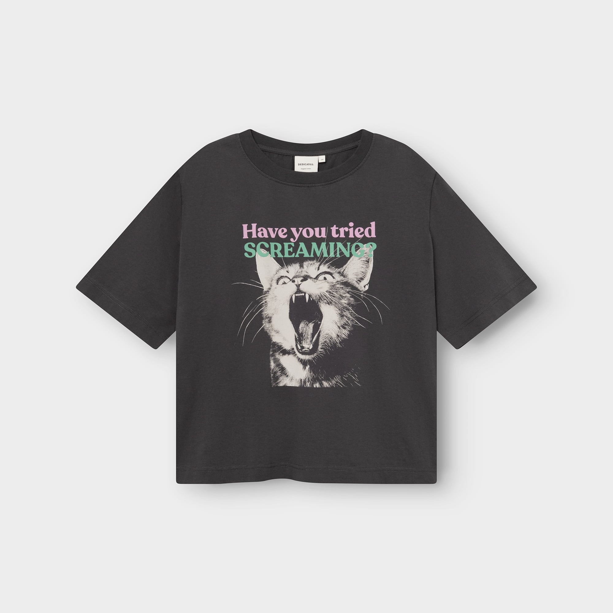 Dedicated Dedicated T-shirt Vadstena Screaming Cat Charcoal