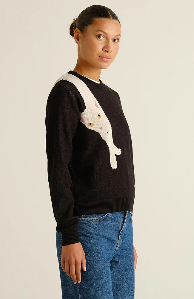 Dedicated Dedicated Sweater Arendal Long Cat Black