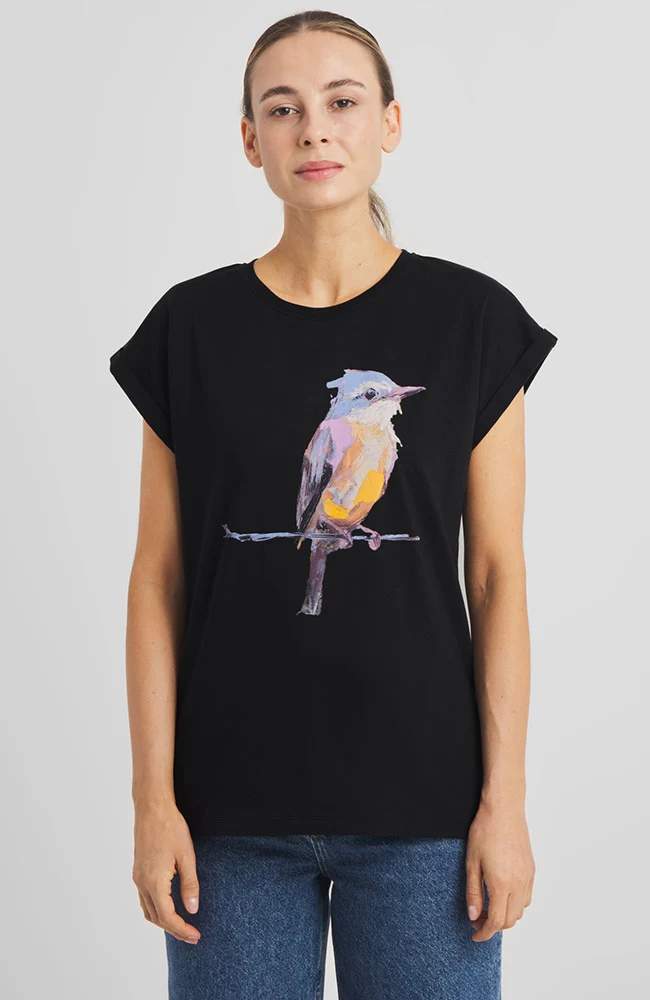 Dedicated Dedicated T-Shirt Visby Painted Bird Black