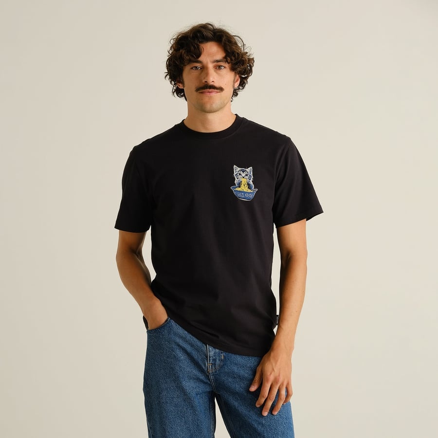 Dedicated Dedicated T-shirt Stockholm  Cat And Noodles Black