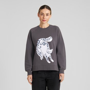Dedicated Sweatshirt Ystad Flower Cat Charcoal