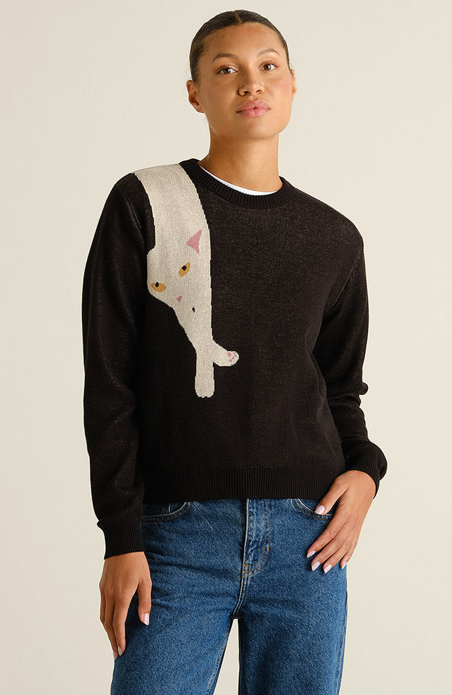 Dedicated Dedicated Sweater Arendal Long Cat Black
