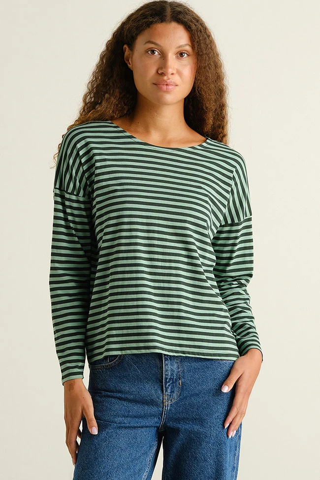 Dedicated Dedicated Top Humledal Stripes Dark Green/Granite Green