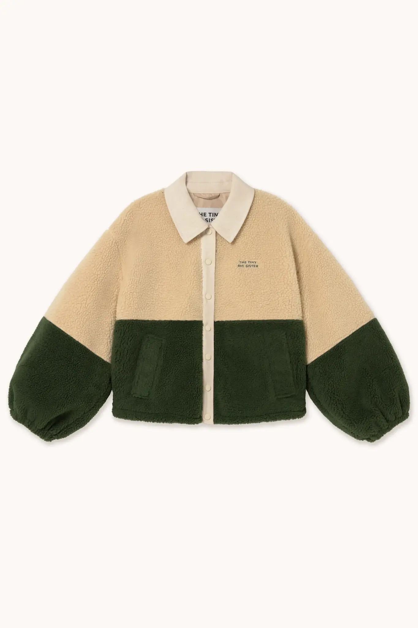 Tiny Big Sister Tiny Big Sister Color Blocked Sherpa Jacket Vanilla - Dark Khaki
