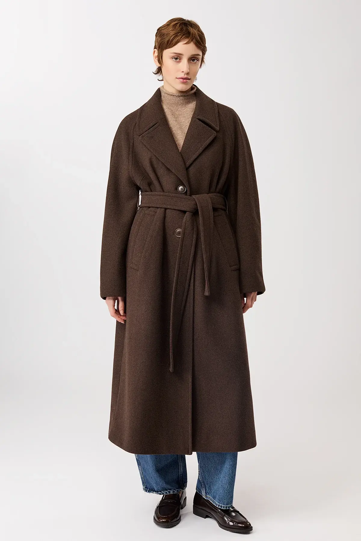 Langerchen Langerchen Long Recycled Wool Coat Coffee