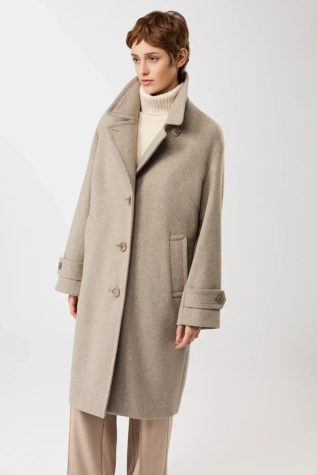 Langerchen Langerchen Short Recycled Wool Jas Soft Beige