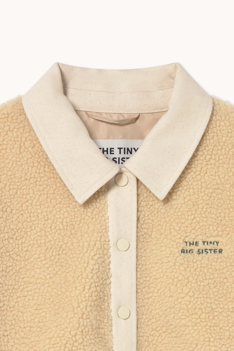 Tiny Big Sister Tiny Big Sister Color Blocked Sherpa Jacket Vanilla - Dark Khaki