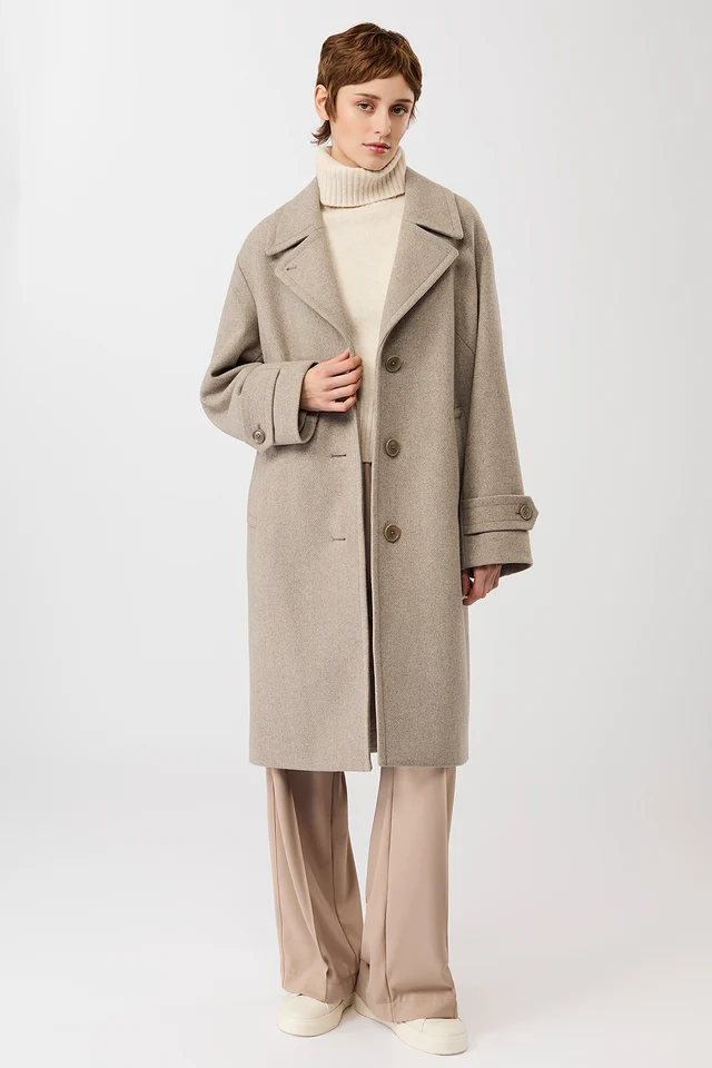Langerchen Langerchen Short Recycled Wool Jas Soft Beige