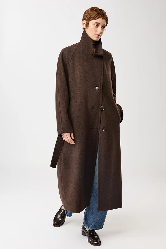 Langerchen Langerchen Long Recycled Wool Coat Coffee