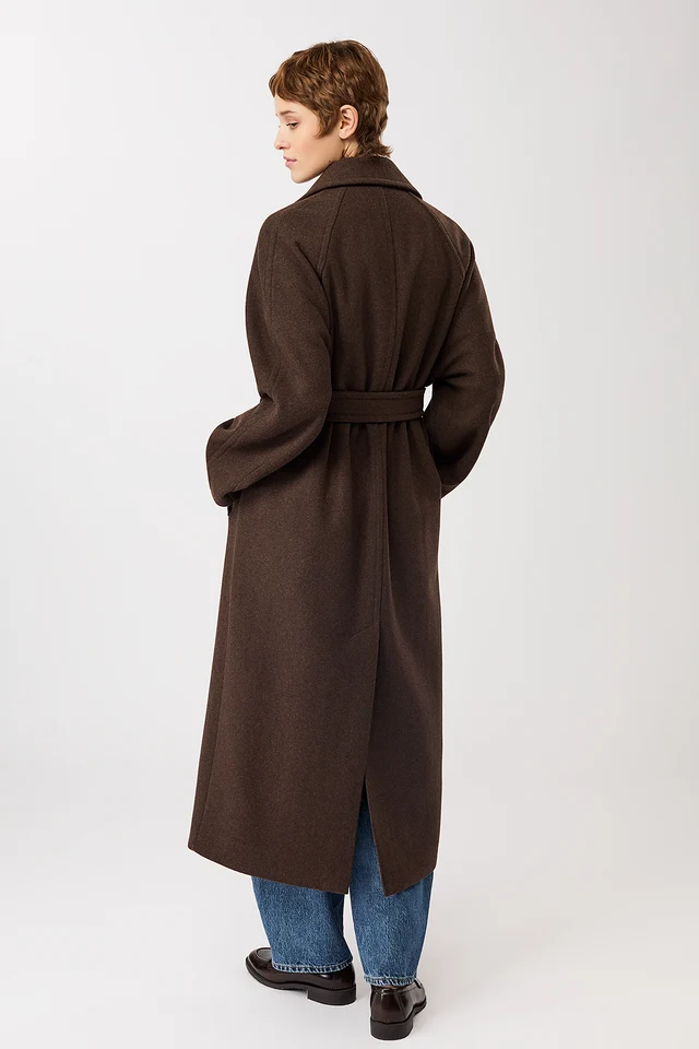 Langerchen Langerchen Long Recycled Wool Coat Coffee