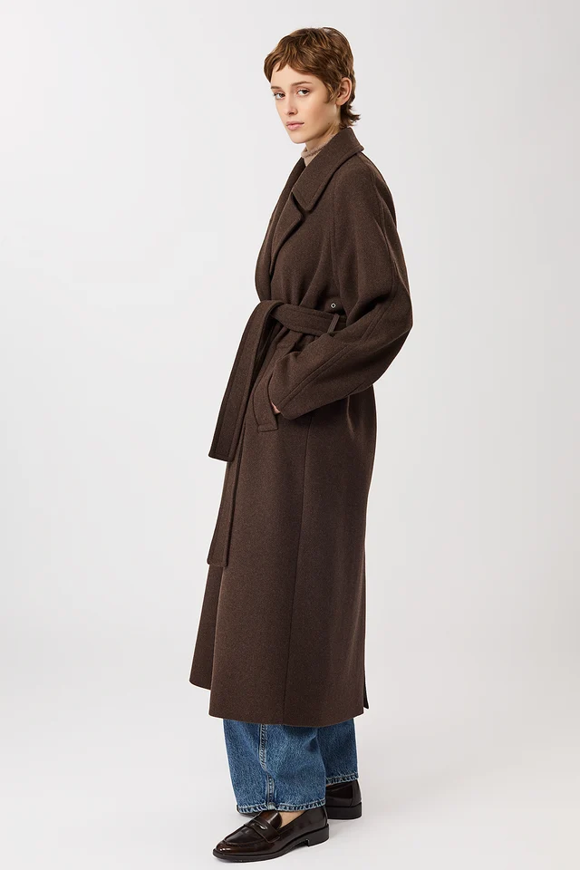 Langerchen Langerchen Long Recycled Wool Coat Coffee