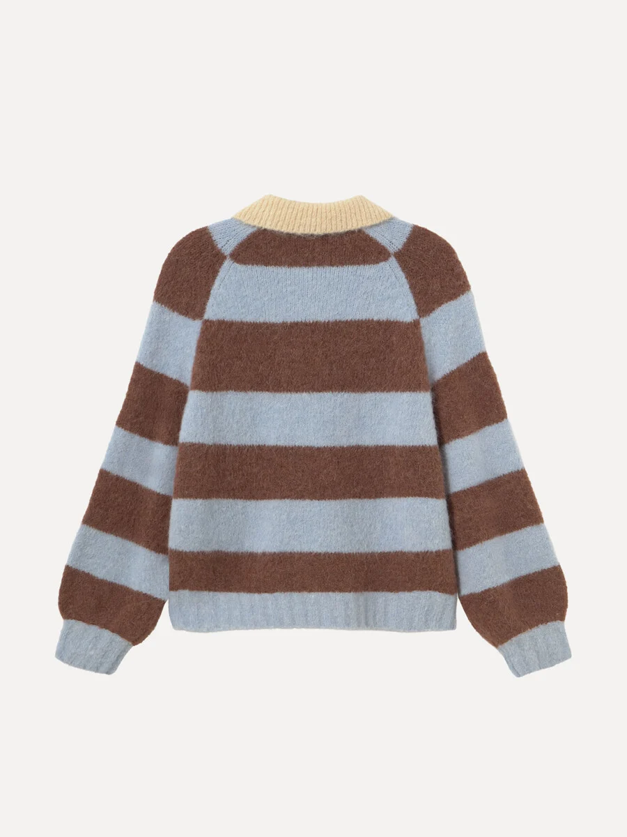 Tiny Big Sister The Tiny Big Sister Frank Striped Polo Sweater Washed Blue Cacao