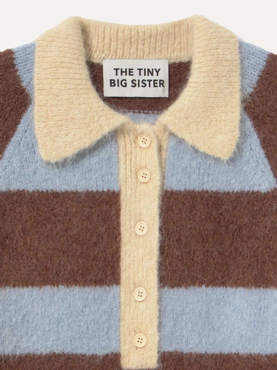 Tiny Big Sister The Tiny Big Sister Frank Striped Polo Sweater Washed Blue Cacao