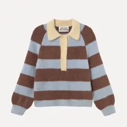 Tiny Big Sister Frank Striped Polo Sweater Washed Blue Cacao
