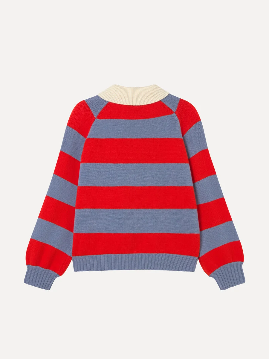Tiny Big Sister The Tiny Big Sister Frank Striped Polo Sweater Grey Summer Red