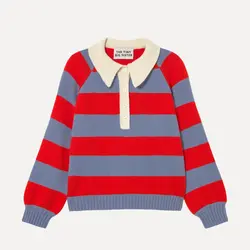 Tiny Big Sister Frank Striped Polo Sweater Grey Summer Red