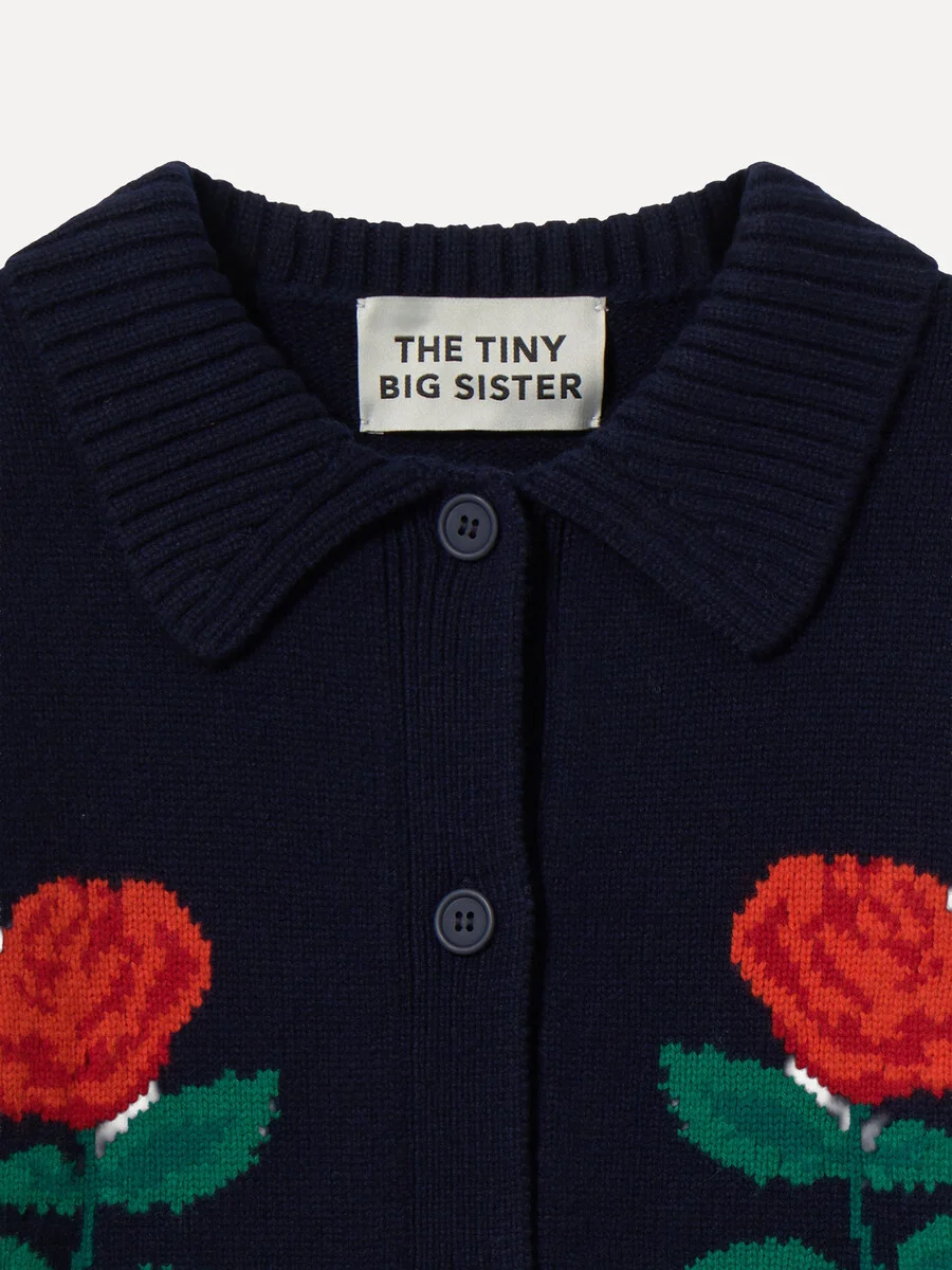 Tiny Big Sister The Tiny Big Sister Roses Oversized Cardigan Navy