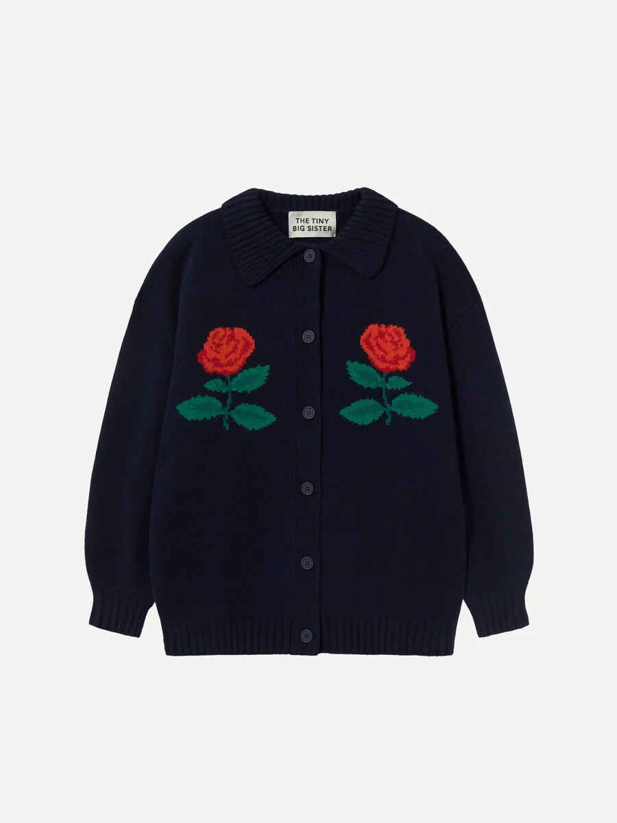 Tiny Big Sister The Tiny Big Sister Roses Oversized Cardigan Navy
