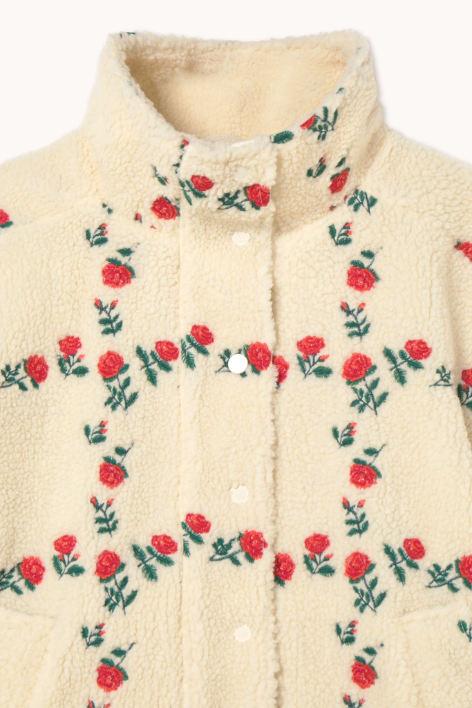 Tiny Big Sister The Tiny Big Sister Rose grid Sherpa Light Cream Jacket