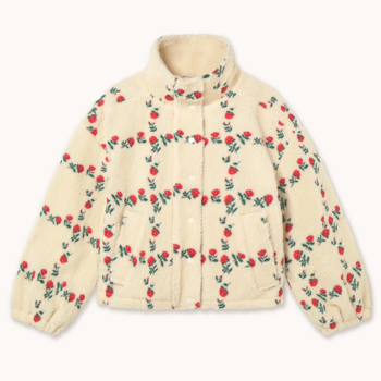 Tiny Big Sister Rose grid Sherpa Light Cream Jacket