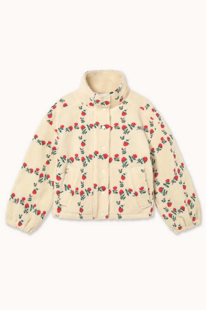 Tiny Big Sister The Tiny Big Sister Rose grid Sherpa Light Cream Jacket