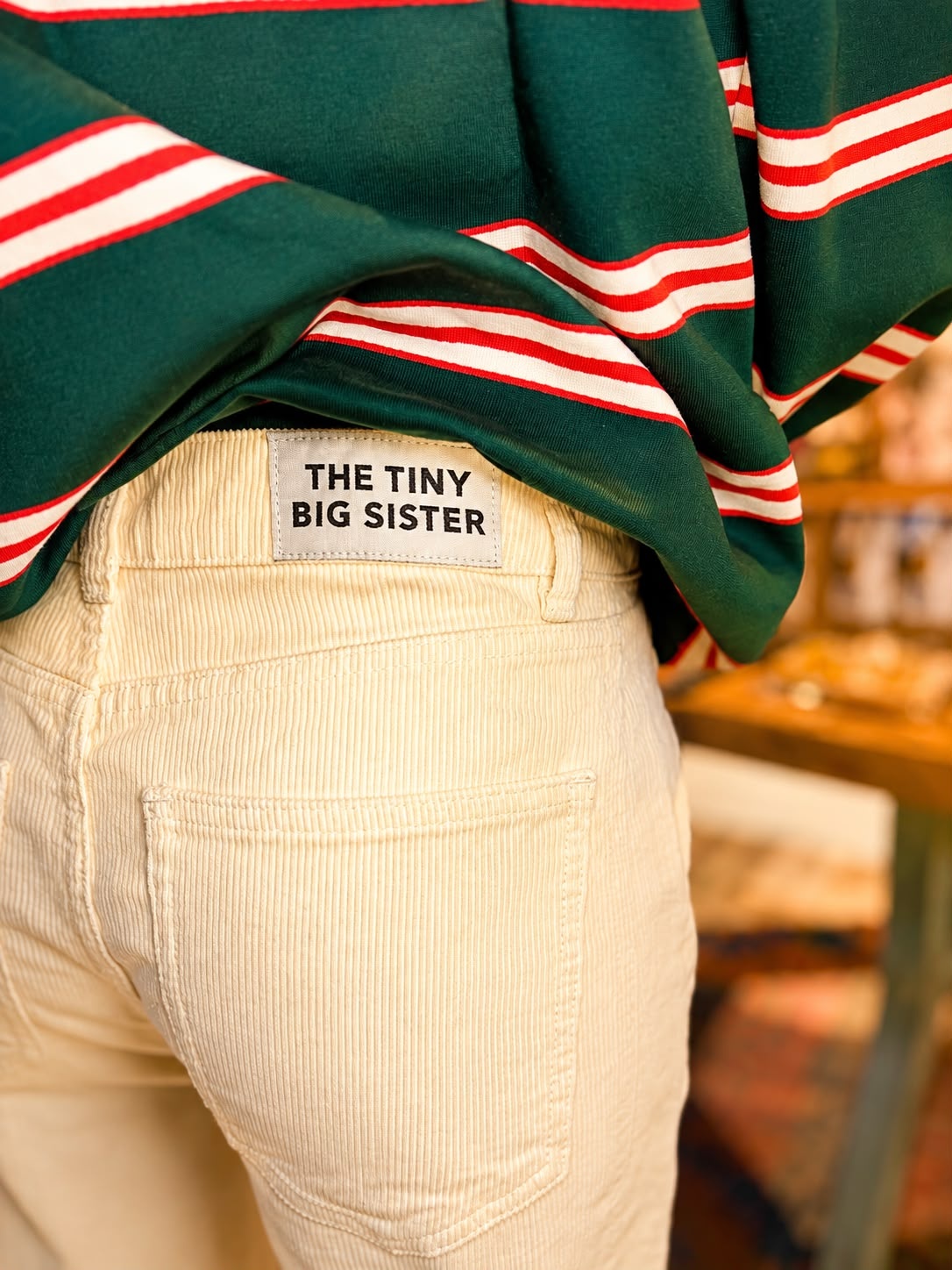 Tiny Big Sister The Tiny Big Sister Corduroy Side Panels Berta Long Pants Vanilla