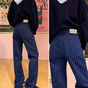 Tiny Big Sister Maru Striped Jeans Dark Wash Denim