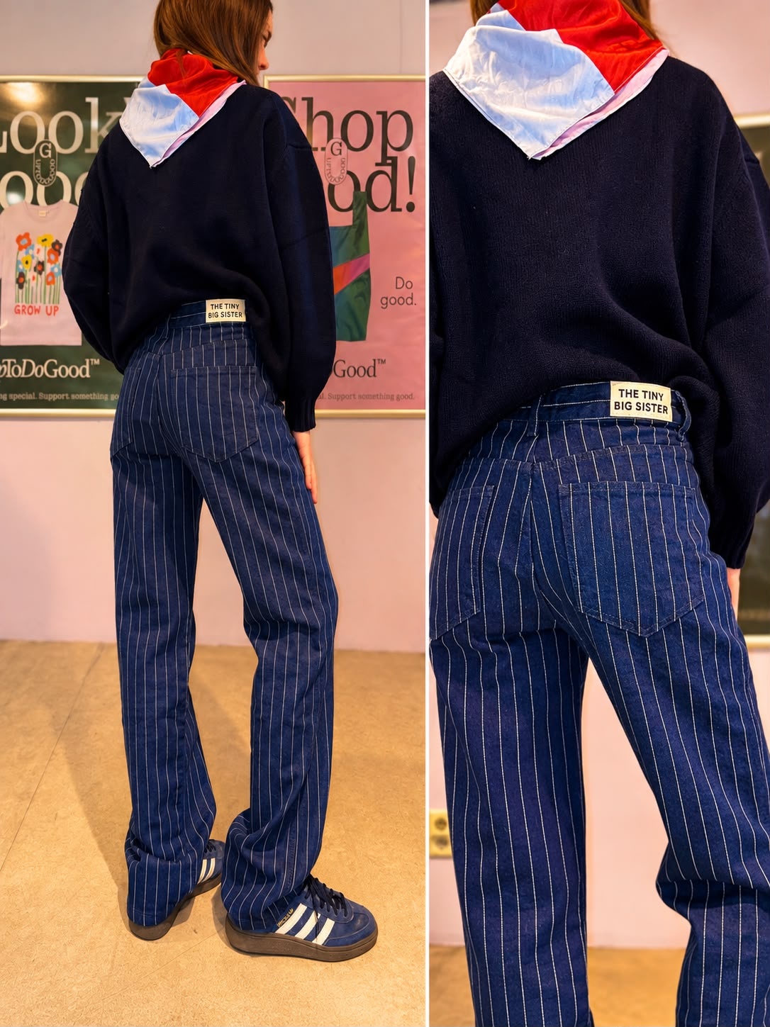 Tiny Big Sister The Tiny Big Sister Maru Striped Jeans Dark Wash Denim