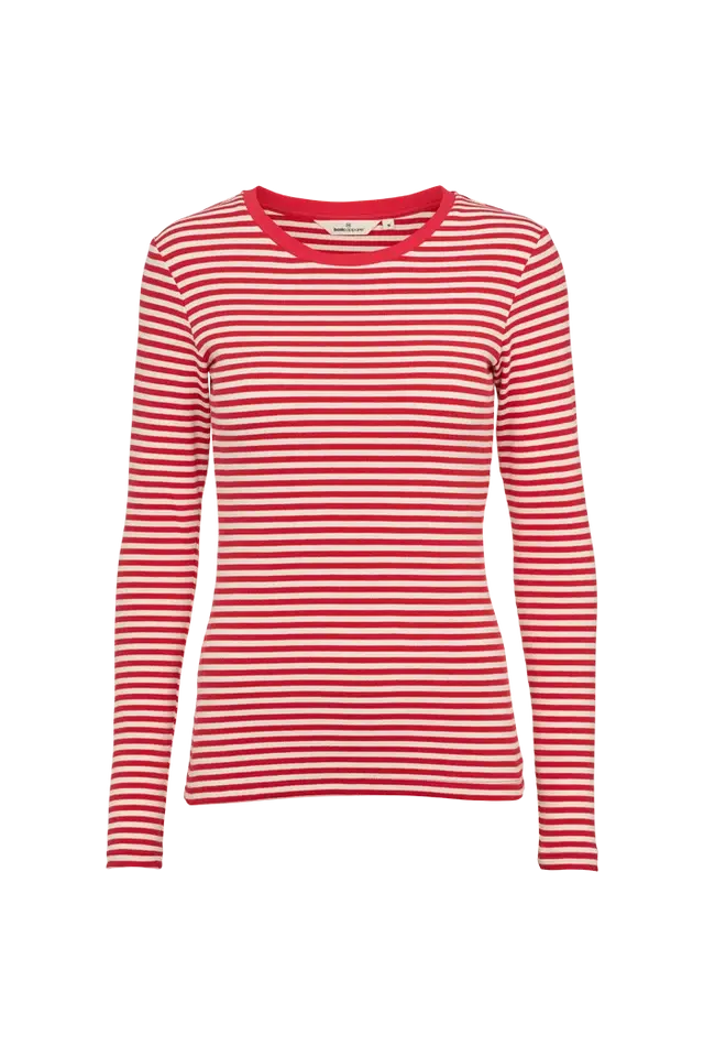 Basic Apparel Basic Apparel Ludmilla LS Tee  Tomato -White
