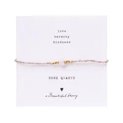 A Beautiful Story Iris Card Rose Quartz Armband Goud