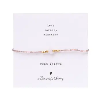 A Beautiful Story Iris Card Rose Quartz Armband Goud