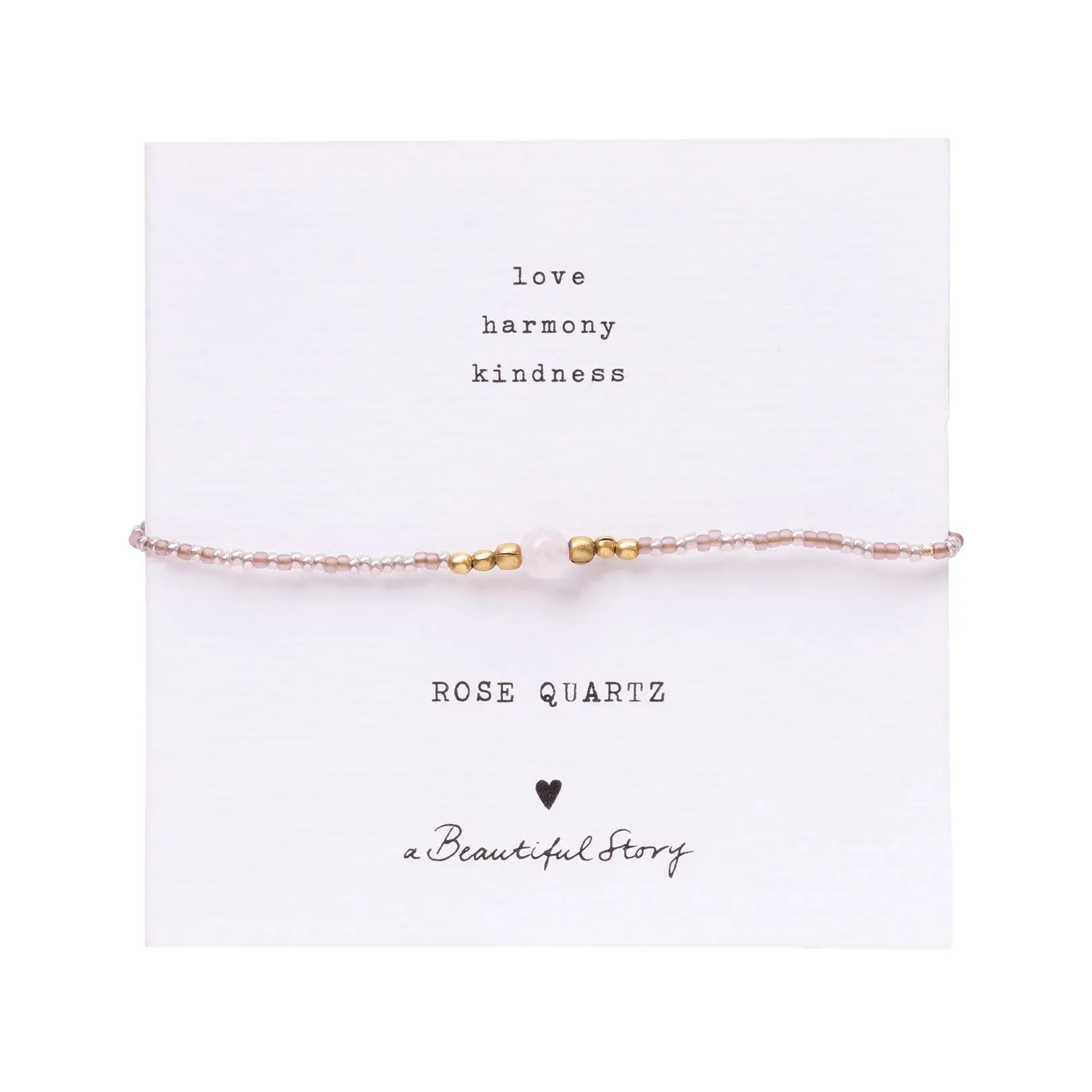 A Beautiful Story A Beautiful Story Iris Card Rose Quartz Armband Goud