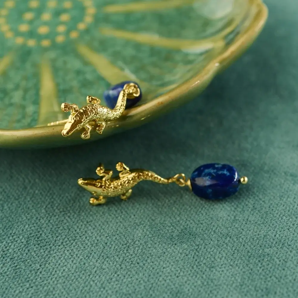 A Beautiful Story A Beautiful Story Heavenly Lapis Lazuli Earrings Gold