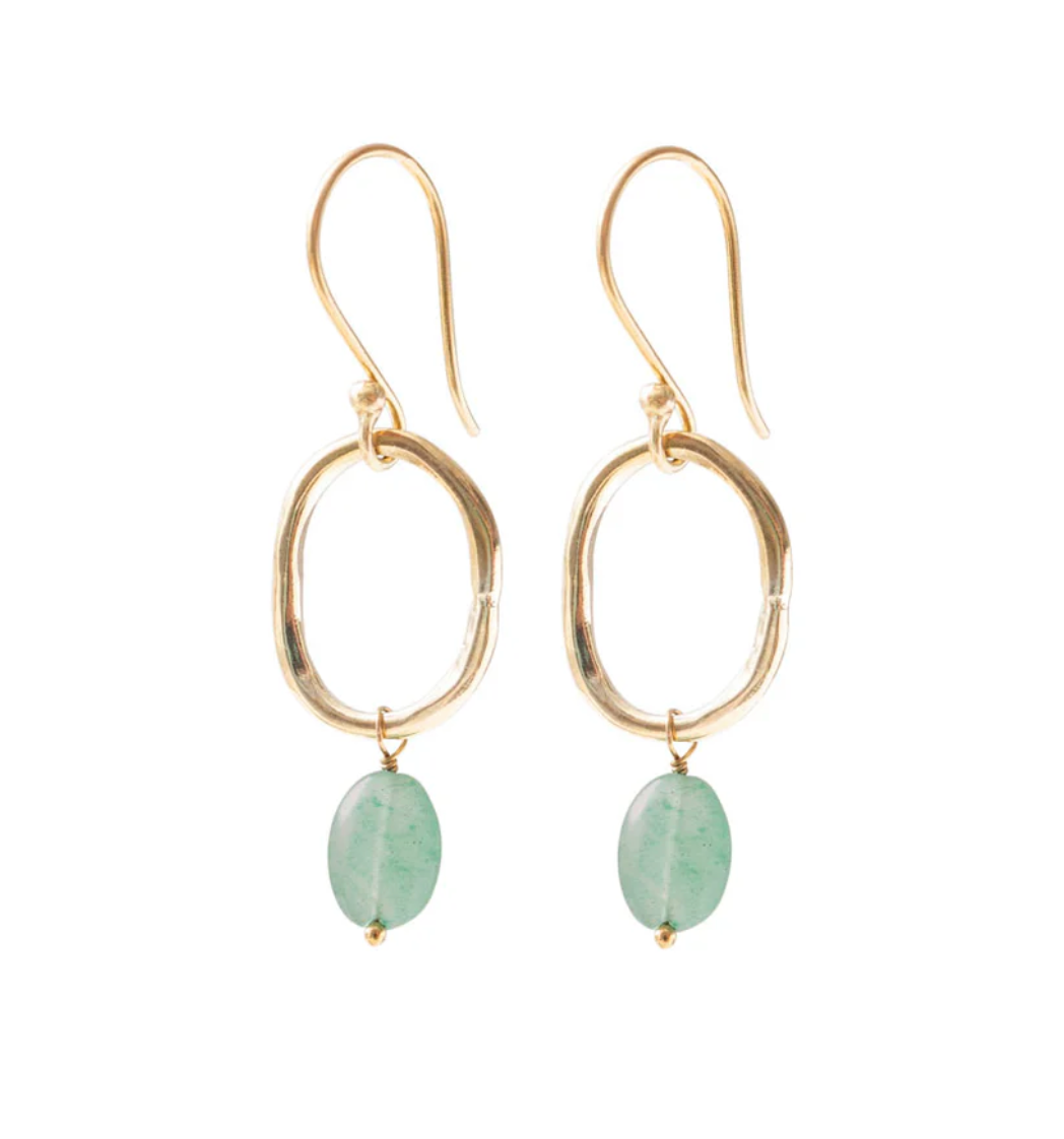 A Beautiful Story A Beautiful Story Graceful Aventurine Oorbellen Goud