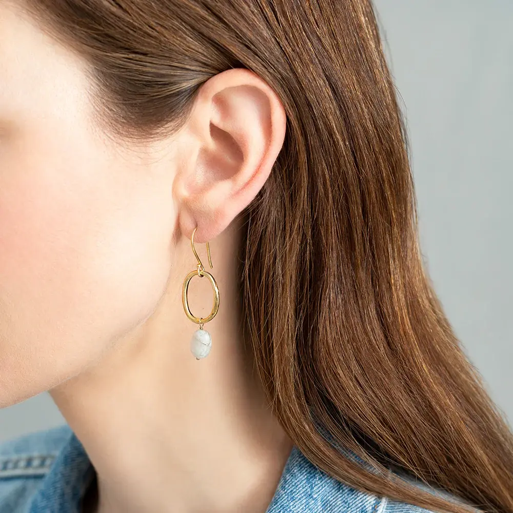 A Beautiful Story A Beautiful Story Graceful Moonstone Earrings Gold