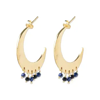 A Beautiful Story Mystic Black Onyx Lapis Lazuli Earrings Gold